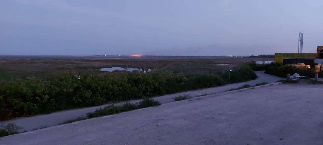 The fire at Sandwich Bay as seen from Cliffsend Picture: Shane Keeler