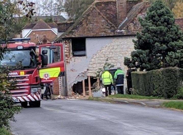 A large hole was left in the 17th century building. Picture: Dan Payne