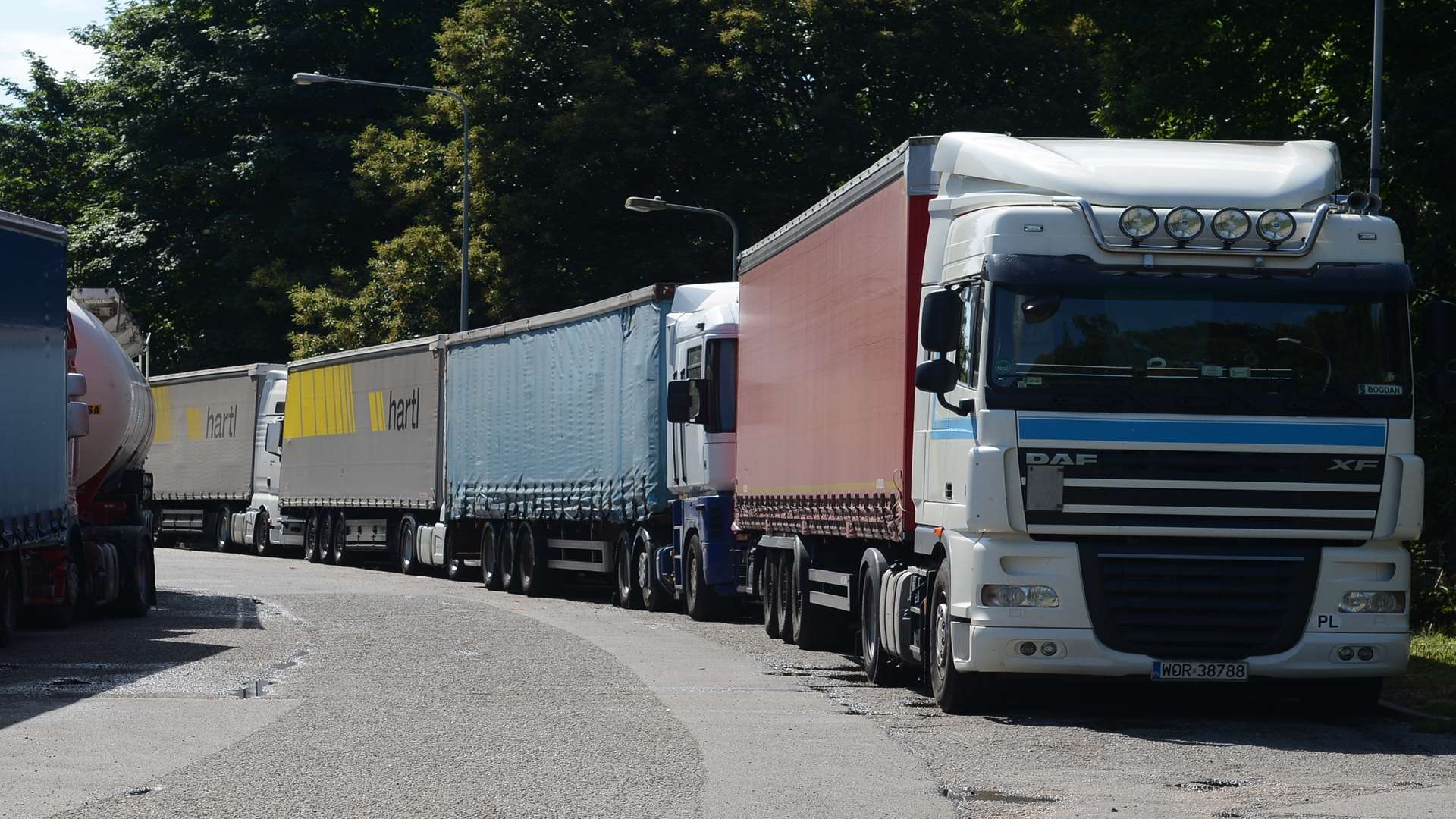 Lorries parked up on the A20