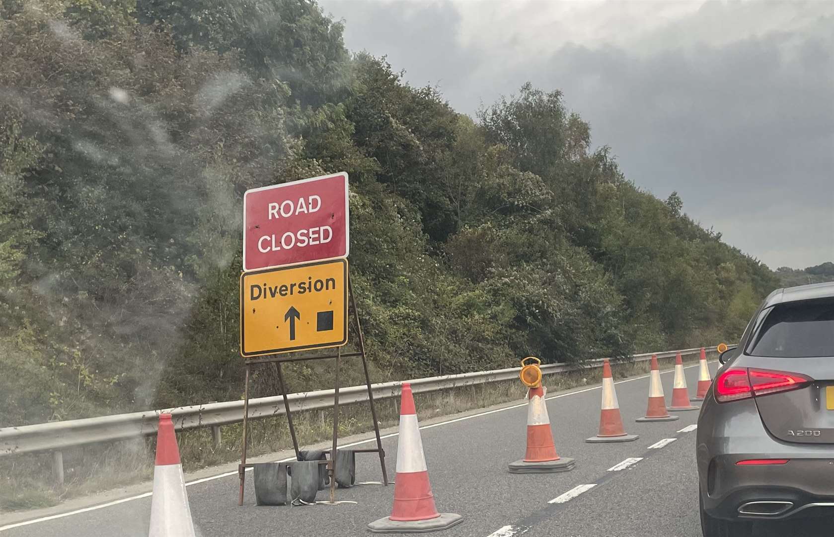 The closed Sheppey-bound slip on the A249 by Key Street roundabout. Picture: Joe Crossley