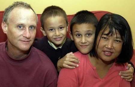 SAFE: The Smith family shortly after arriving back in Kent. Picture: GERRY WHITTAKER