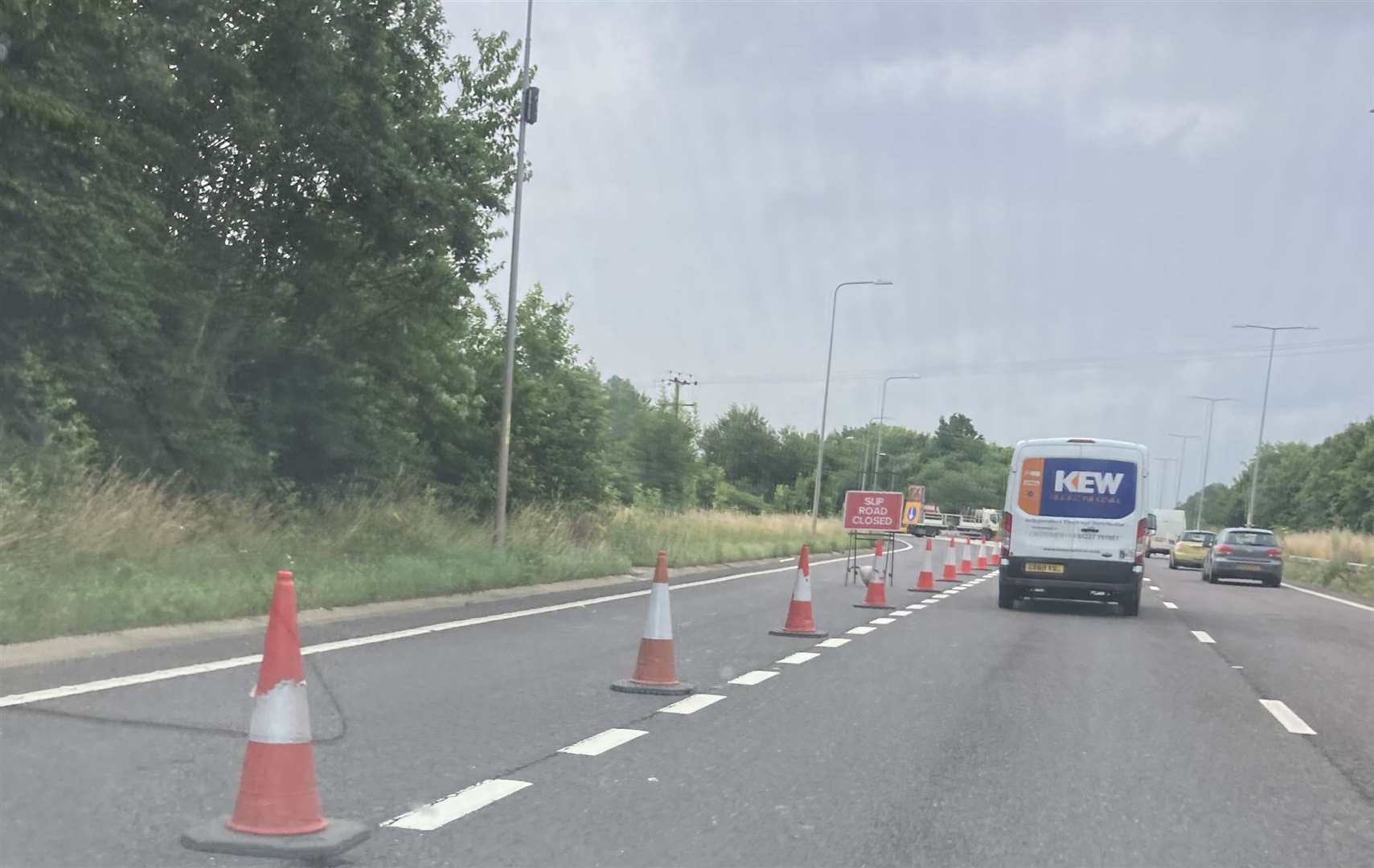 The A2 coastbound exit to the A2050 Canterbury West following the crash