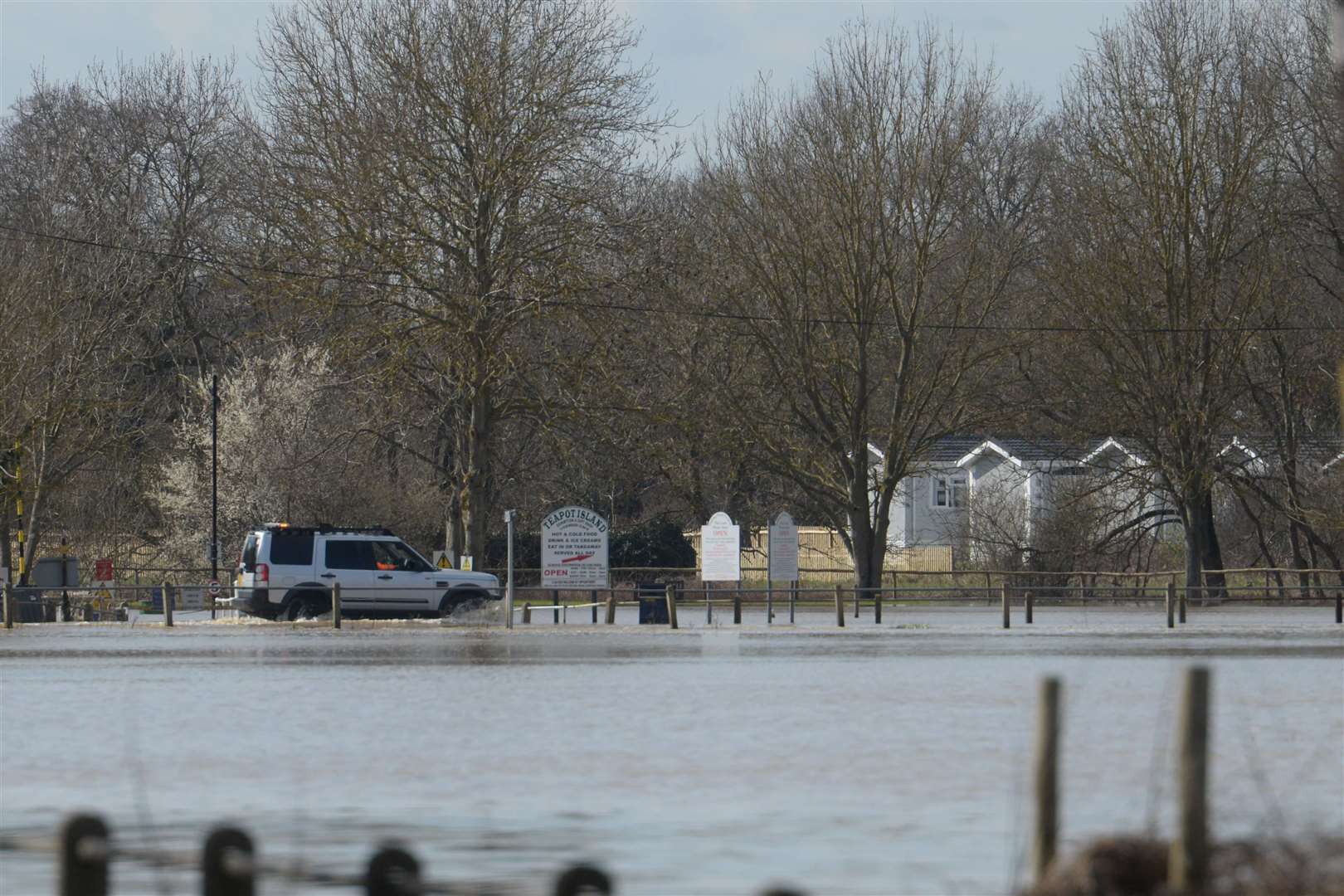 The Medway burst its banks around Little Venice and Teapot Island. Picture: Chris Davey