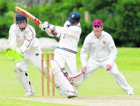 Sandwich Town batsman Vishaul Singh in action against Tenterden