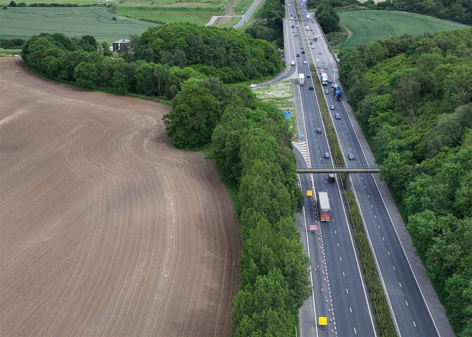 The M2 coastbound is partially shut between Gillingham and Sittingbourne. Picture: Phil Drew