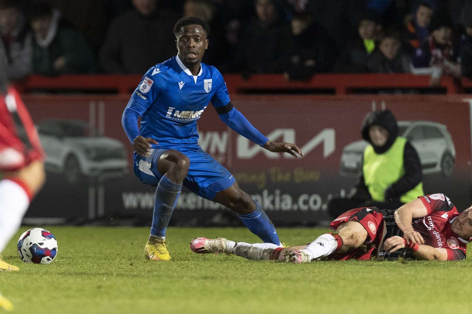 David Tutonda in action for Gillingham at Stevenage in January