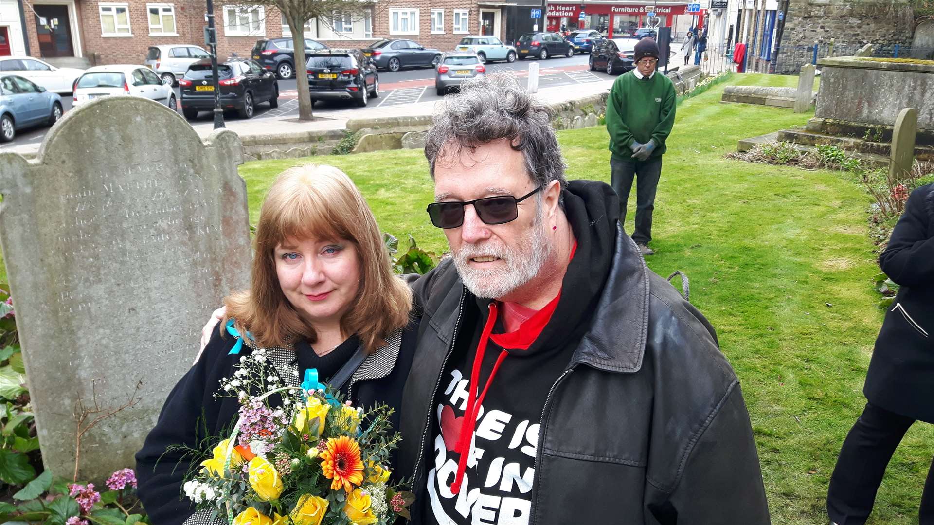 Kelly Turner's parents Linda and Martin Turner at the graveside on what would have been her 18th birthday.