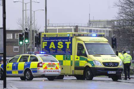 Emergency crews at the scene of a bike crash in Lower Bridge Street, Canterbury