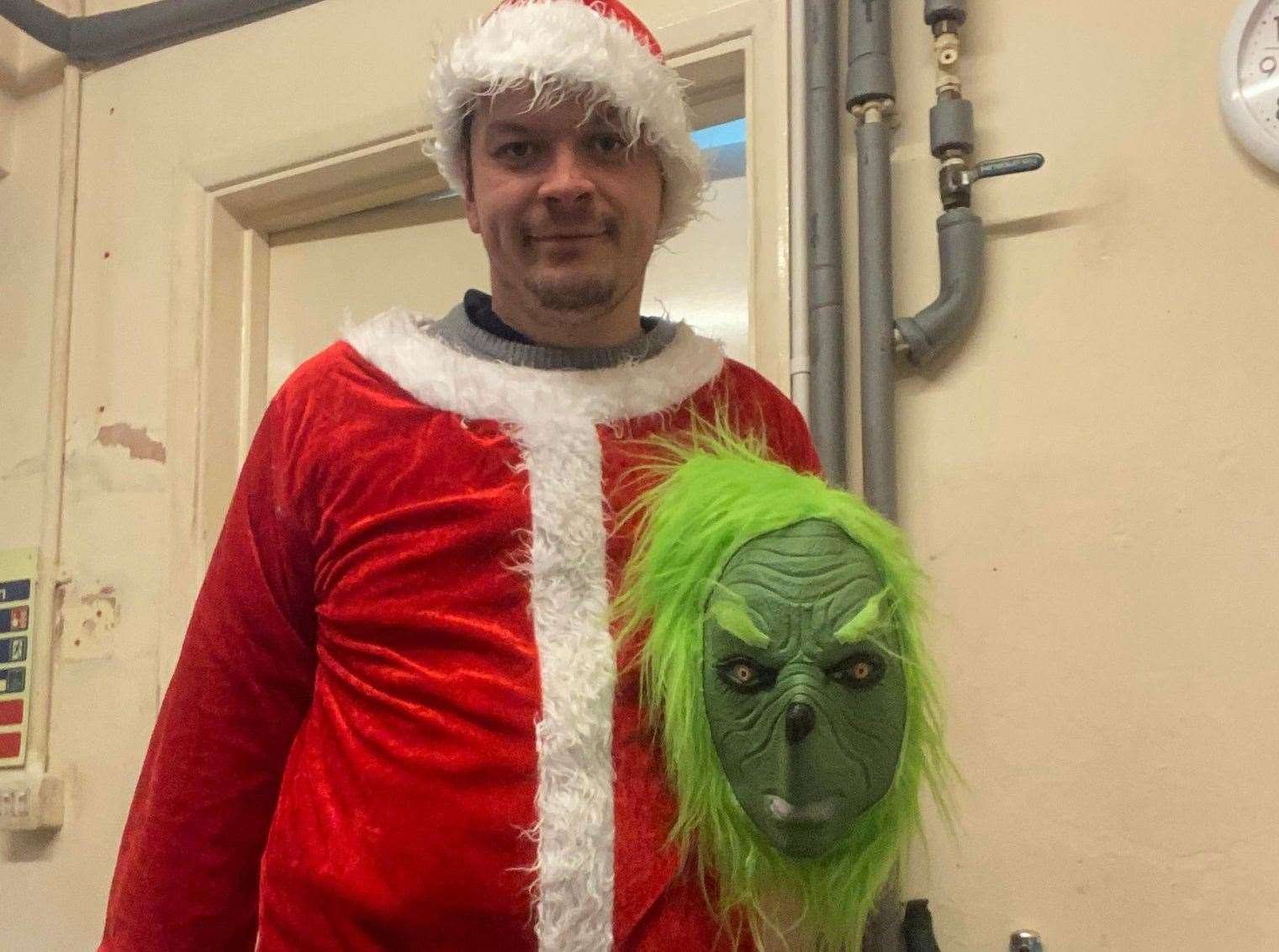 Daniel Wood as the Grinch in Tonbridge