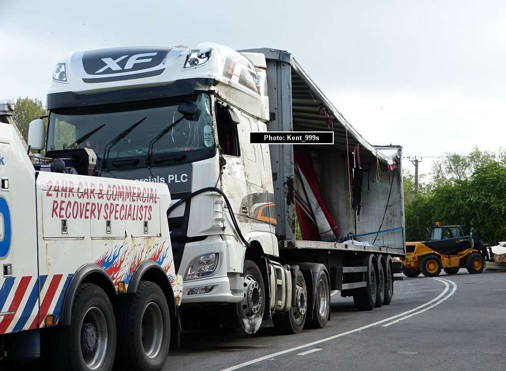 The lorry is towed away. Picture: Kent999s