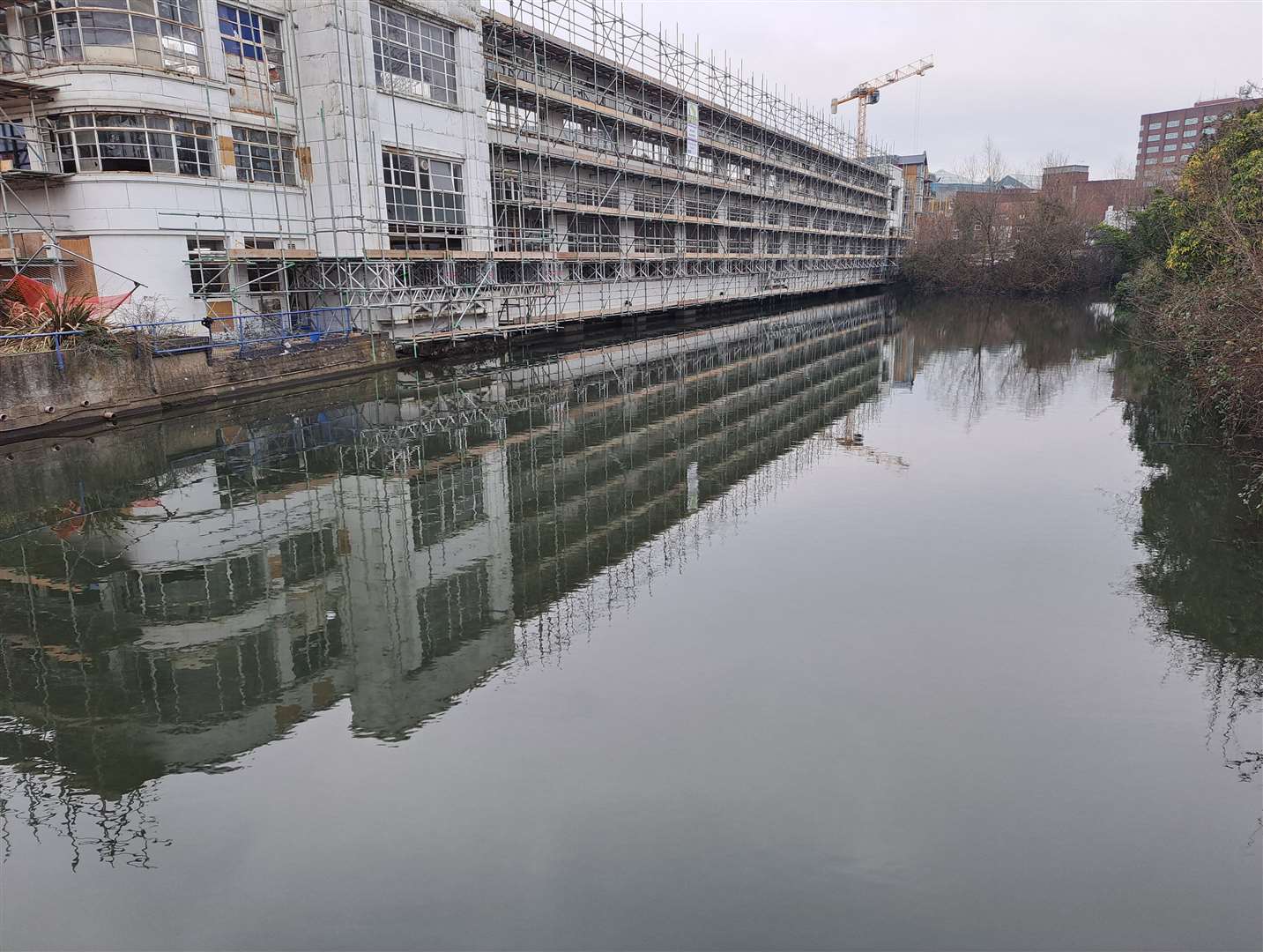 The millpond on the River Len beside the former Rootes building